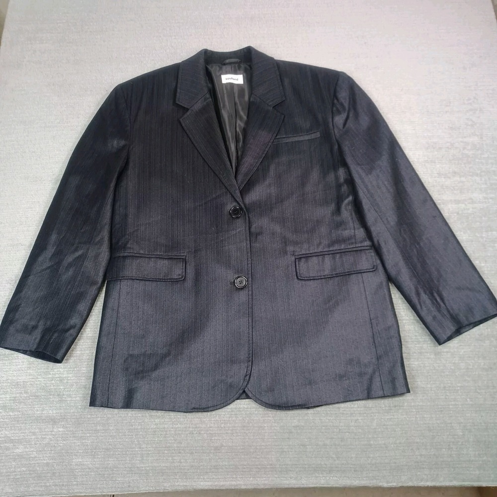 Soulland Jude Blazer Mens M Black Wool Oversized Pinstripe Lightweight Unisex‎